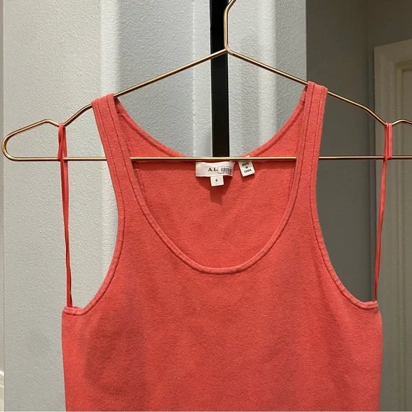 A.L.C. Guava Pink Coral Racerback Marc Rib Knit Midi Dress Size Small Stretch - Picture 3 of 9